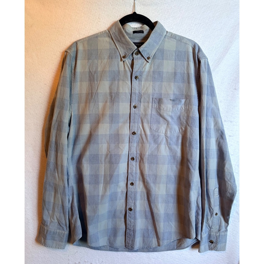 J.Crew Mens Jaspe Slim Fit Plaid‎ Button Down Shirt Blue Gray Size L